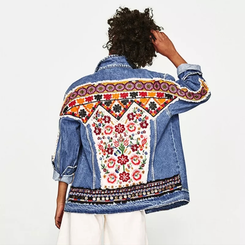 ♥️SOLD ❤️NWT Embroidered Denim Jacket - Picture 9 of 15